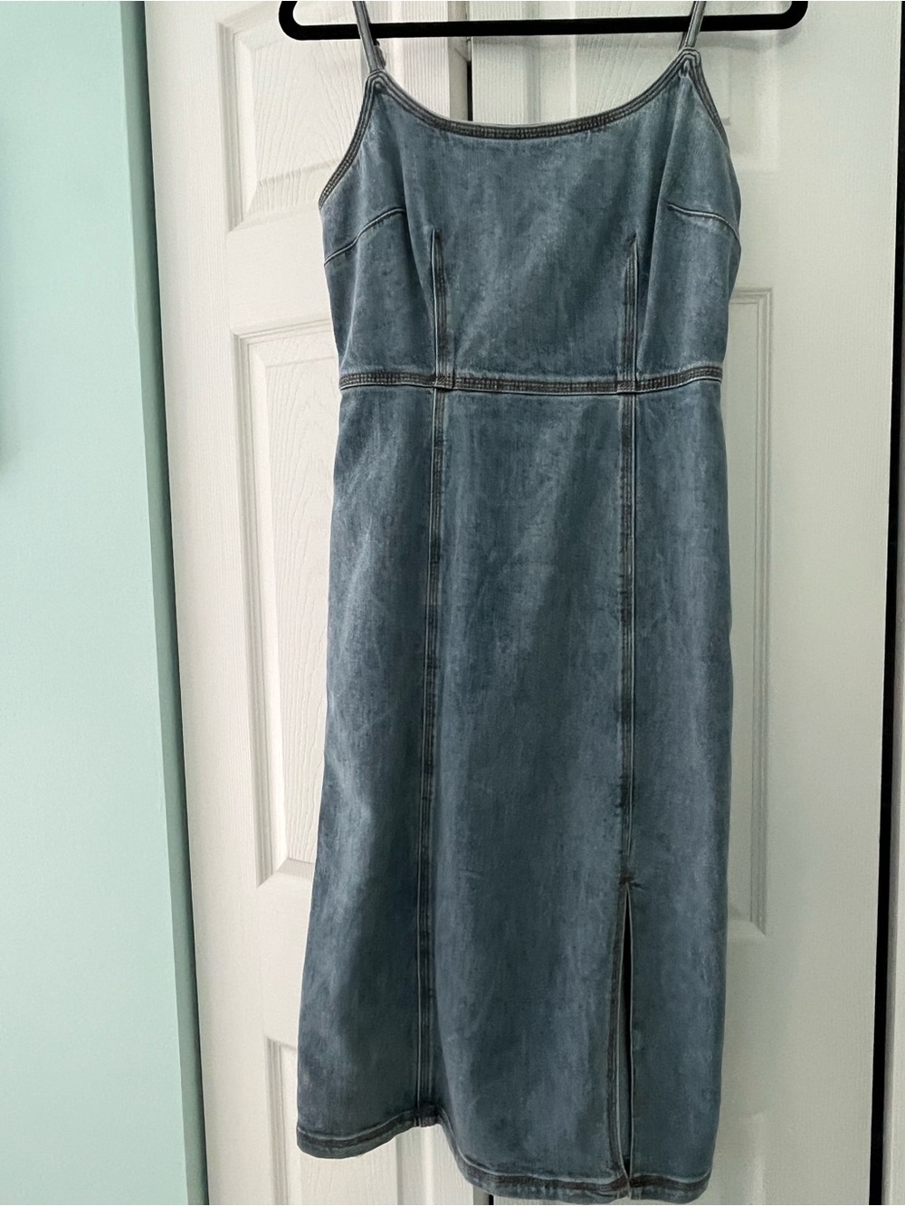 Blue Denim Slip Dress with Spaghetti Straps by Steve Madden